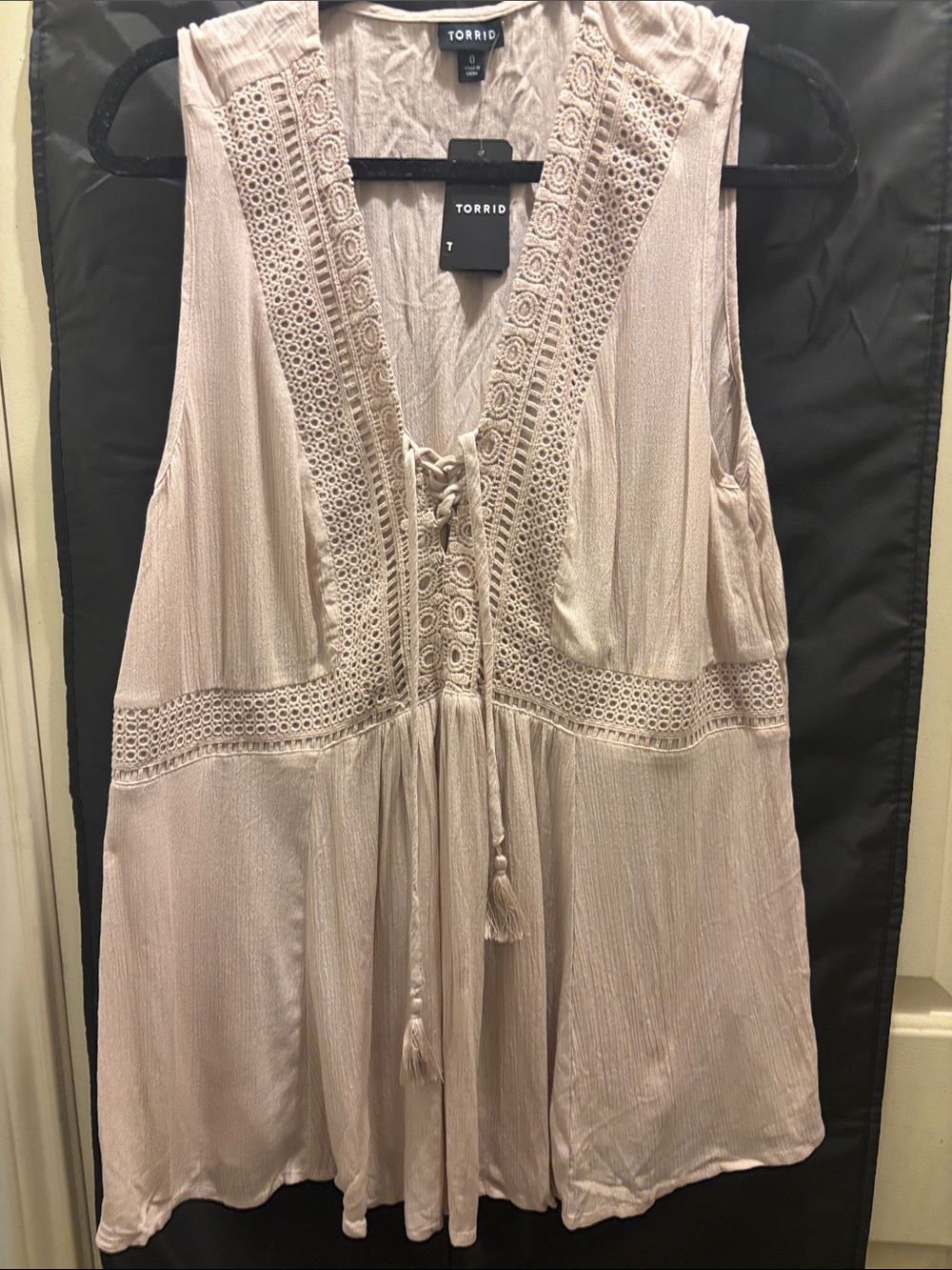 torrid  Tan Lace-Up Sleeveless Tunic